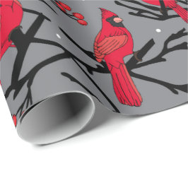 Red Kardinals Pattern Winter Woodland Weihnachten Geschenkpapier