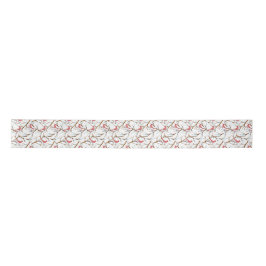 Red Kardinals Snowy Tree Pattern Weihnachtsband Satinband
