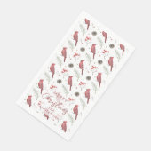 Red Kardinals und Winter Berries Custom Christmas Serviette (Ecke)