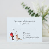 Red Kardinals Wedding RSVP Card Karte (Stehend Vorderseite)