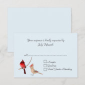 Red Kardinals Wedding RSVP Card Karte (Vorne/Hinten)