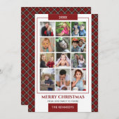 Red Kariert 12 Family Foto Collage Weihnachten (Vorne/Hinten)