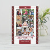 Red Kariert 12 Family Foto Collage Weihnachten (Stehend Vorderseite)