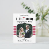 Red Kariert 2 Foto I DO Engagement Party Einladung Postkarte (Stehend Vorderseite)
