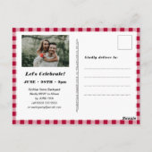 Red Kariert 2 Foto I DO Engagement Party Einladung Postkarte (Rückseite)