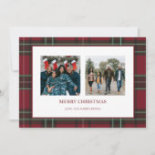Red Kariert 2 Foto Weihnachtskarte Feiertagskarte (Vorderseite)