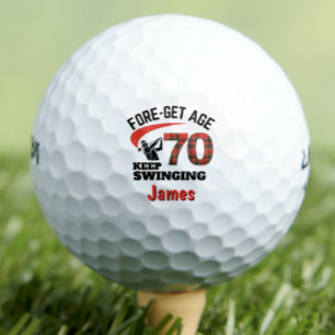 Red Kariert 70. Geburtstagsparty FORE-Get Age 70 Golfball