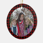 Red Kariert Add your Own Foto Christmas Keramik Ornament (Links)