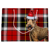 Red Kariert Airedale Terrier Dog Holiday Große Geschenktüte (Vorderseite)