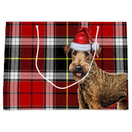 Red Kariert Airedale Terrier Dog Holiday Große Geschenktüte