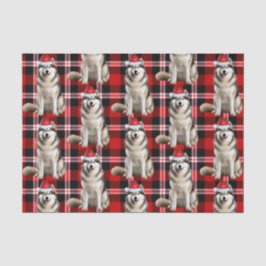 Red Kariert Alaskan Malamute Dog Weihnachtsfeierta Seidenpapier