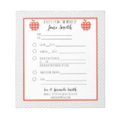 Red Kariert Apple School Entschuldigung Notizblock (Vorderseite)