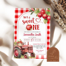 Red Kariert Apple Sweet One First Birthday Girl