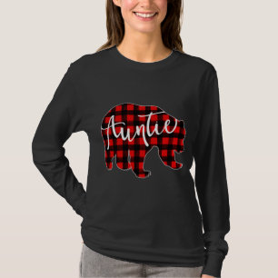 Red Kariert Auntie Bär Matching Family Christmas E T-Shirt
