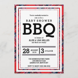 Red Kariert Baby Dusche GRILLEN Party Einladung