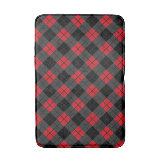 Red Kariert Bath Mat Badematte (Vorderseite Vertikal)