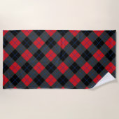 Red Kariert Beach Handtuch (Vorderseite)