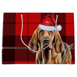 Red Kariert Bloodhound Hund Lover Holiday Große Geschenktüte