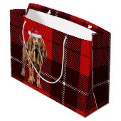Red Kariert Bloodhound Hund Lover Holiday Große Geschenktüte (Rückseite Schrägansicht)