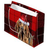 Red Kariert Bloodhound Hund Lover Holiday Große Geschenktüte (Vorderseite Schrägansicht)