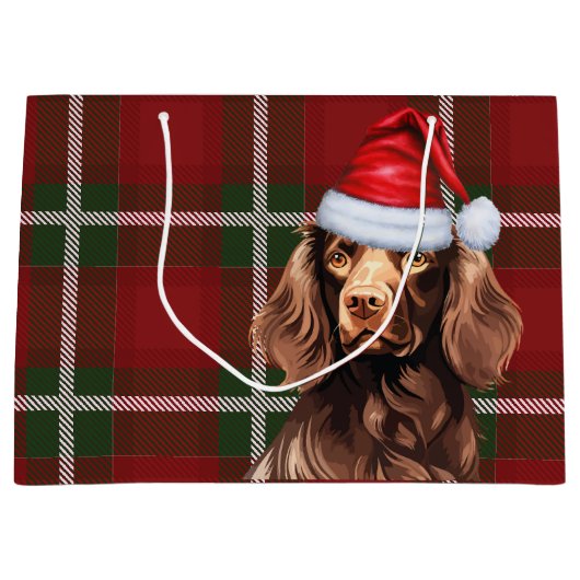 Red Kariert Boykin Spaniel Dog Lover Holiday Große Geschenktüte (Vorderseite)