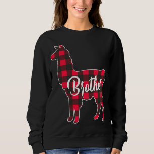 Red Kariert Brother Llama Christmas Matching Famil Sweatshirt