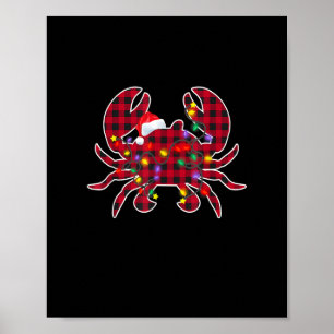 Red Kariert Buffalo Crab Christmas Pajamas Family  Poster