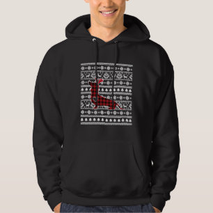 Red Kariert Buffalo Dackel Dog Christmas Pajamas Hoodie