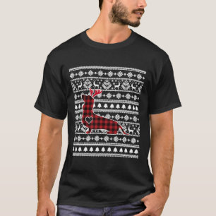 Red Kariert Buffalo Dackel Dog Christmas Pajamas T-Shirt