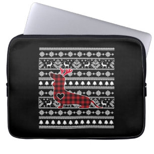 Red Kariert Buffalo Dackel Dog Weihnachten Laptopschutzhülle