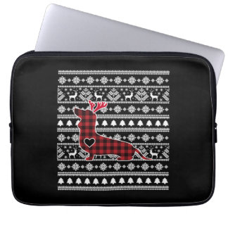 Red Kariert Buffalo Dackel Dog Weihnachten Laptopschutzhülle