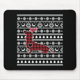 Red Kariert Buffalo Dackel Dog Weihnachten Mousepad