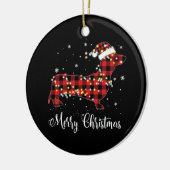 Red Kariert Buffalo Dackel Frohe Weihnachten Pajam Keramik Ornament (Links)