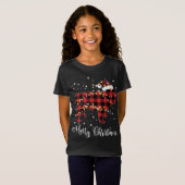 Red Kariert Buffalo English Bulldog Frohe Weihnach T-Shirt (Vorne ganz)