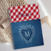 Red Kariert Buffalo Karo Denim Heart Monogram Planer