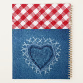 Red Kariert Buffalo Karo Denim Heart Monogram Planer (Rückseite)