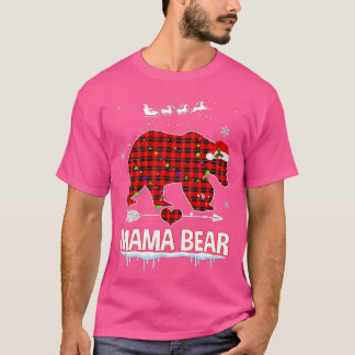 Red Kariert Buffalo Mama Bear Christmas Pajamas Fa T-Shirt