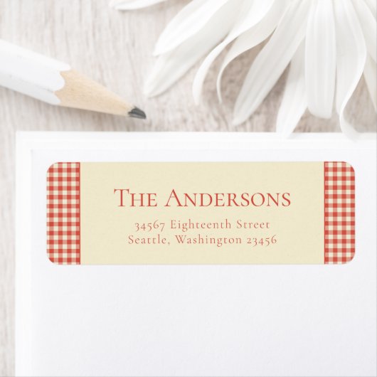 Red Kariert Buffalo Retro Rustische Rücksendeadres (Insitu)