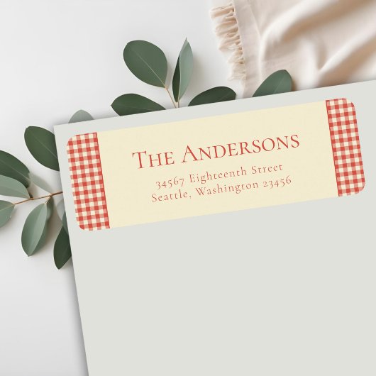 Red Kariert Buffalo Retro Rustische Rücksendeadres