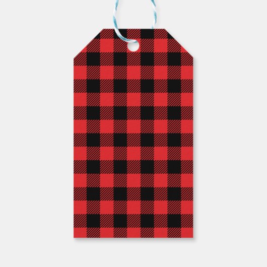 Red Kariert Buffalo Tartan Flannel Personalisiert Geschenkanhänger (Rückseite)