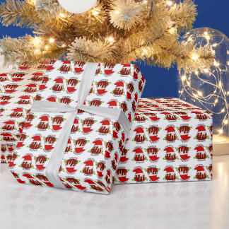 Red Kariert Buffalo Weihnachts Pudding Geschenkpapier