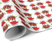 Red Kariert Buffalo Weihnachts Pudding Geschenkpapier (Rolleneckpunkt)