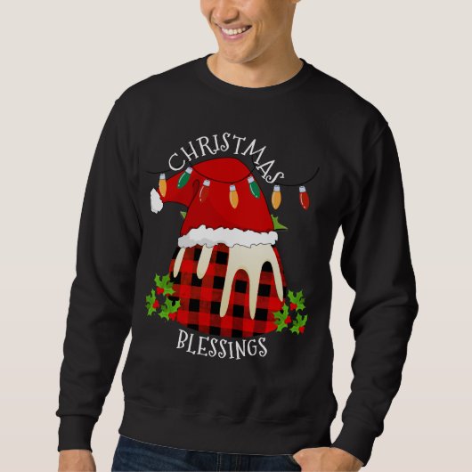 Red Kariert Buffalo Weihnachts Pudding Sweatshirt (Vorderseite)