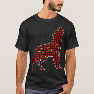 Red Kariert Buffalo Wolf Weihnachten Pajamas  T-Shirt
