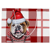 Red Kariert Bulldog Lover Holiday Große Geschenktüte (Rückseite)