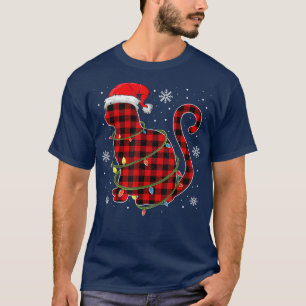 Red Kariert Cat Weihnachtsmannmütze Christmas Paja T-Shirt
