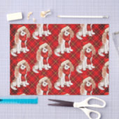 Red Kariert Cavalier King Charles Dog Weihnachten Seidenpapier (Handwerk)