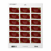 Red Kariert Christmas Address Label Adressaufkleber (Vorne)
