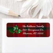 Red Kariert Christmas Address Labels (Insitu)