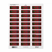 Red Kariert Christmas Address Labels (Vorne)